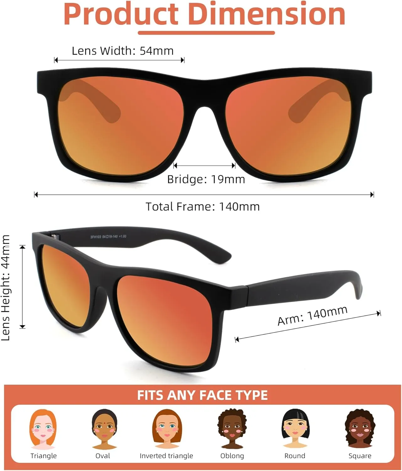 Full Reader Sunglasses Women Men, Womens Mens Reading Sun Glasses Mirroed Pink Blue Lenses Outdoor Not Bifocal Mirrored Orange, 1.0