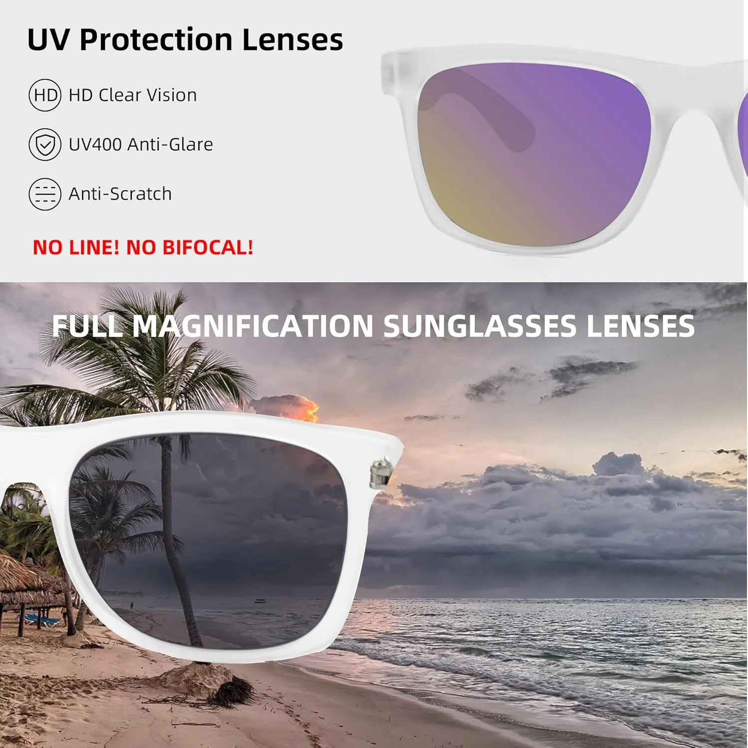 Full Reader Sunglasses Women Men, Womens Mens Reading Sun Glasses Mirroed Pink Blue Lenses Outdoor Not Bifocal Mirrored Purple, 1.5