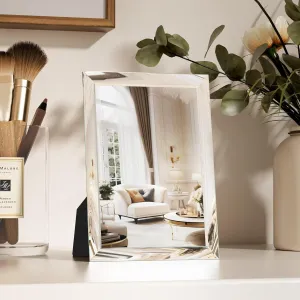 Fun Memories 4x5.8 Inch Mirror – Travel-Ready Frameless Mirror, Wall Hanging & Desk Stand with Bracket, Perfect for Makeup Vanities