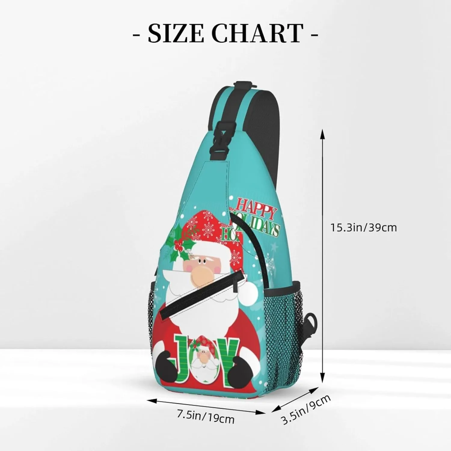 Fun Santa Claus Crossbody Sling Bag Adjustable Holiday Pattern With Christmas Candies Chest Bag Shoulder Bag Backpack