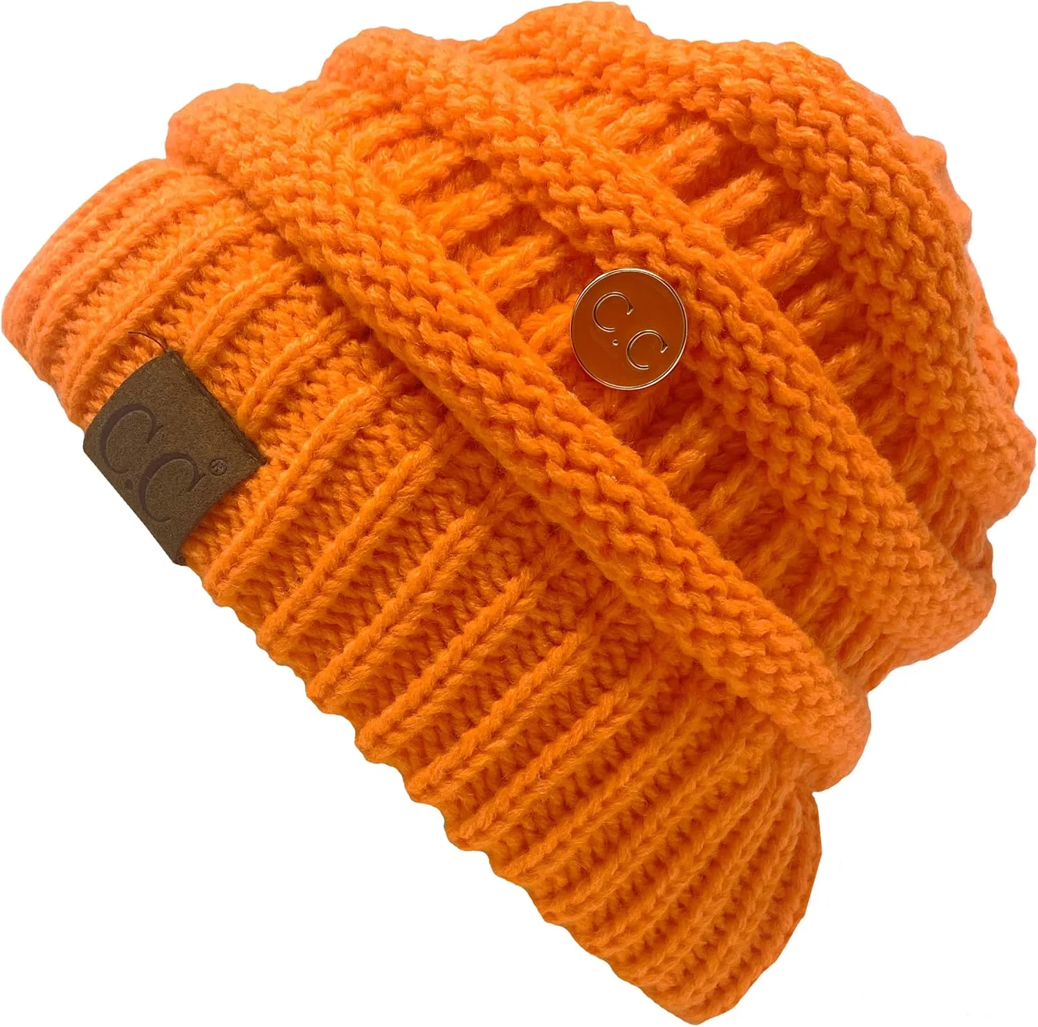 Funky Junque Women's Chunky Ribbed Knit Beanie with Stylish Side Buttons - Neutral Colors, Bright Colors, Value Packs