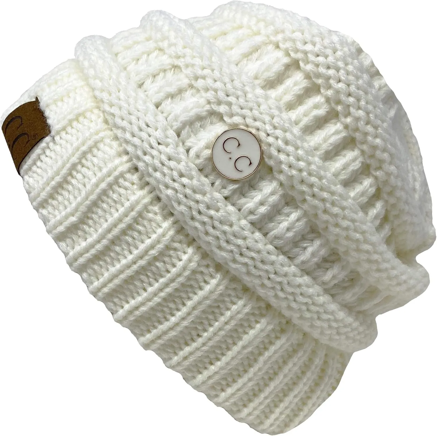 Funky Junque Women's Chunky Ribbed Knit Beanie with Stylish Side Buttons - Neutral Colors, Bright Colors, Value Packs