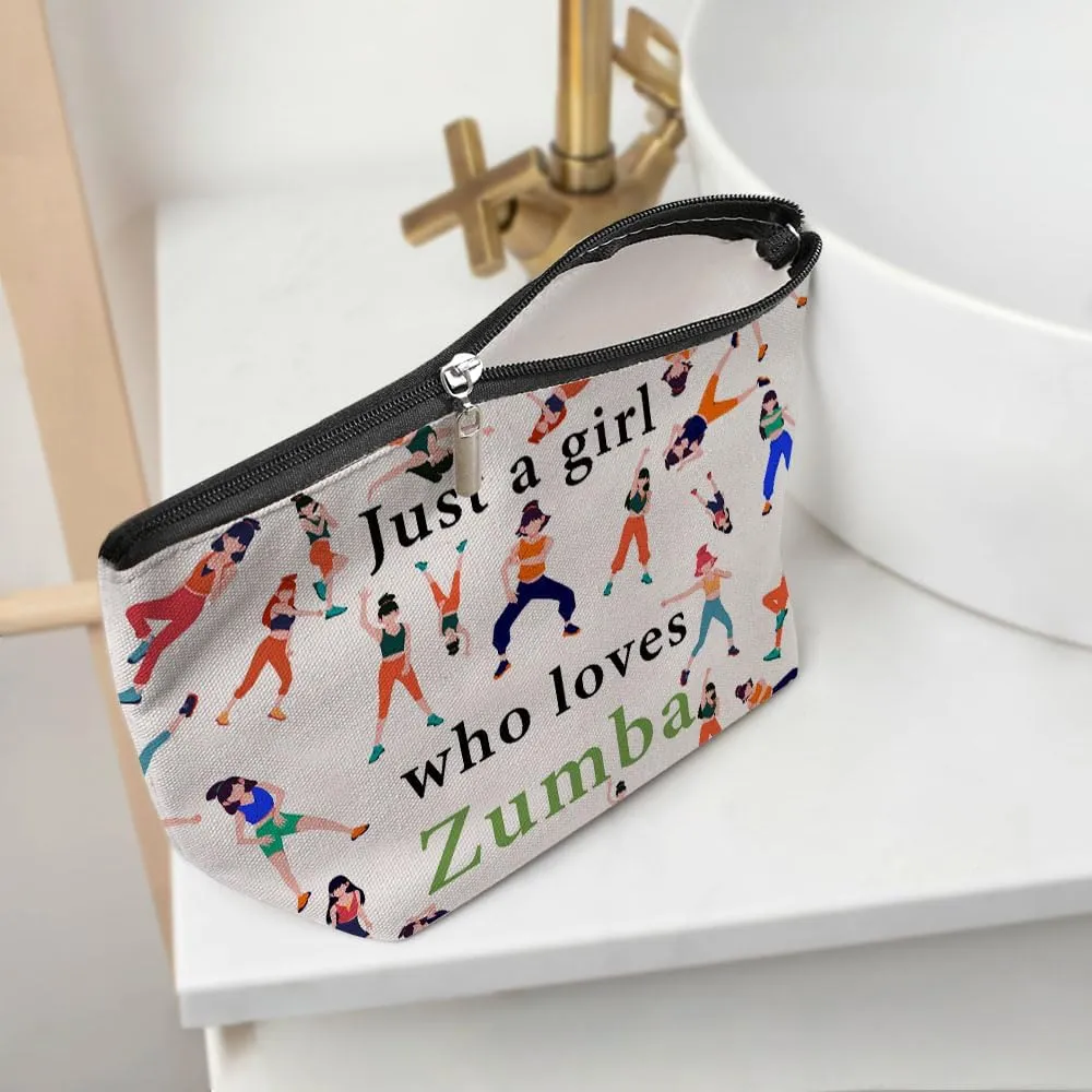 Funny Girl Loves Zumba Cosmetic Bag for Women, Zumba Gifts, Zumba Lovers Gifts Makeup Bag Funny Cosmeticcase for Sister Dance Zumba Team Leader Teacher Friend Birthday Friendship Christmas