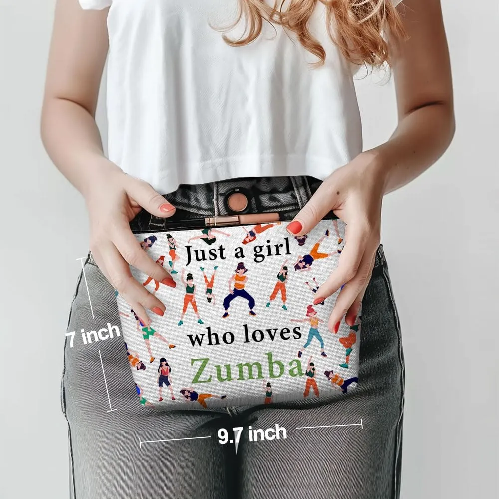 Funny Girl Loves Zumba Cosmetic Bag for Women, Zumba Gifts, Zumba Lovers Gifts Makeup Bag Funny Cosmeticcase for Sister Dance Zumba Team Leader Teacher Friend Birthday Friendship Christmas