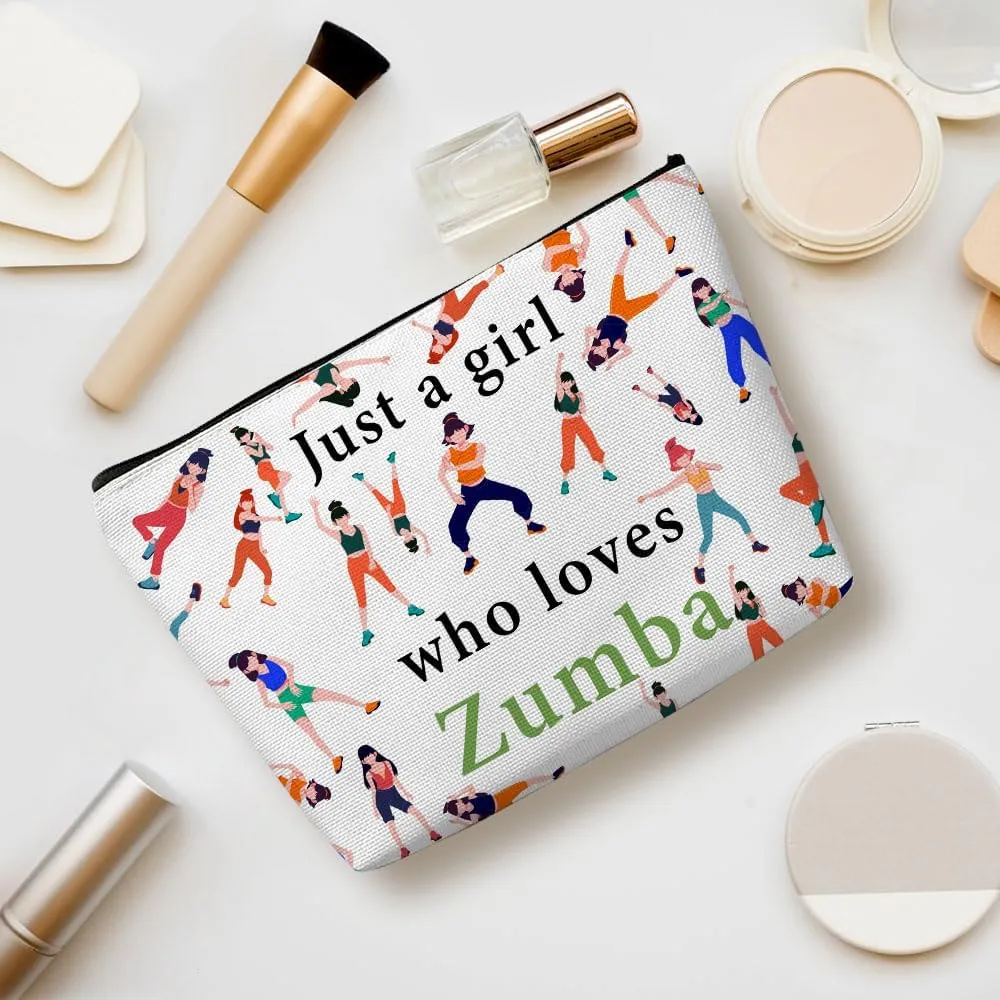 Funny Girl Loves Zumba Cosmetic Bag for Women, Zumba Gifts, Zumba Lovers Gifts Makeup Bag Funny Cosmeticcase for Sister Dance Zumba Team Leader Teacher Friend Birthday Friendship Christmas