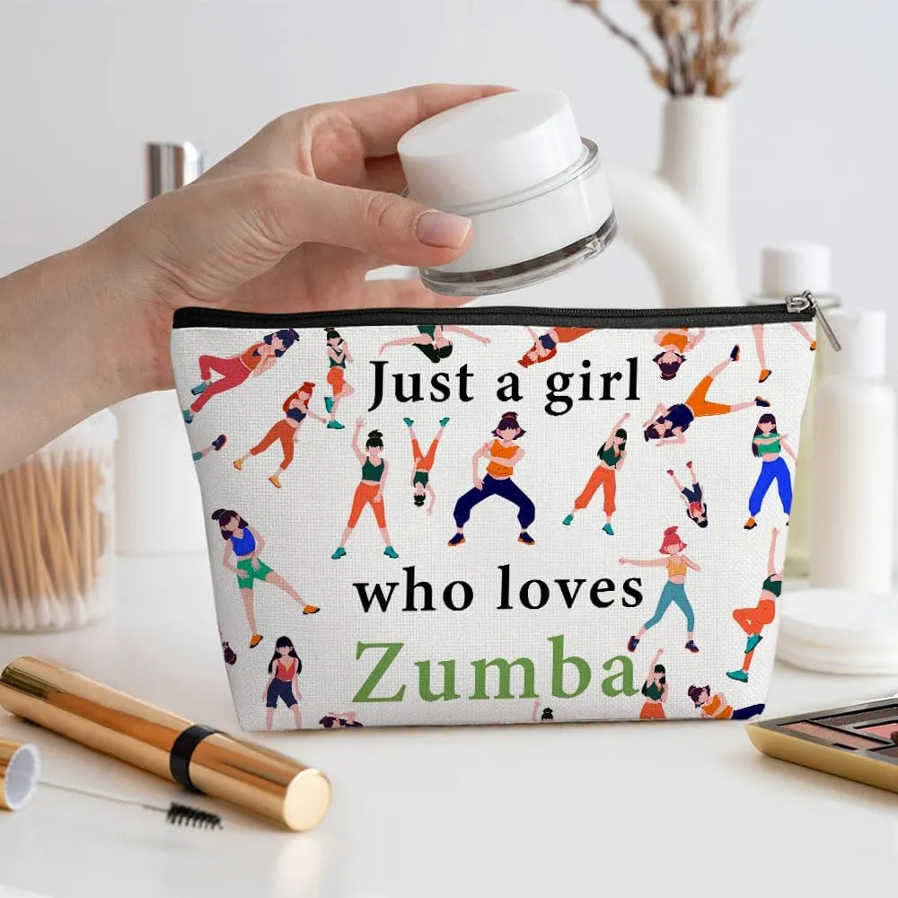 Funny Girl Loves Zumba Cosmetic Bag for Women, Zumba Gifts, Zumba Lovers Gifts Makeup Bag Funny Cosmeticcase for Sister Dance Zumba Team Leader Teacher Friend Birthday Friendship Christmas