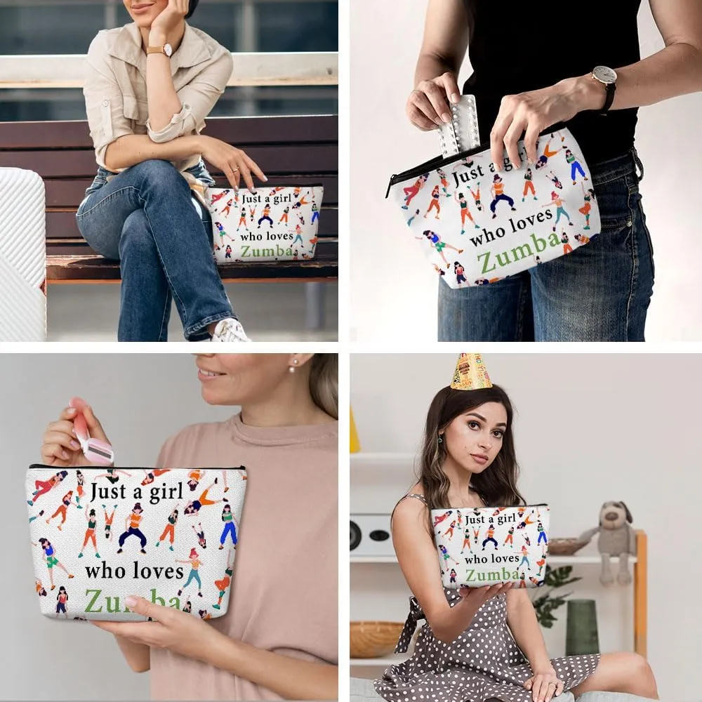 Funny Girl Loves Zumba Cosmetic Bag for Women, Zumba Gifts, Zumba Lovers Gifts Makeup Bag Funny Cosmeticcase for Sister Dance Zumba Team Leader Teacher Friend Birthday Friendship Christmas