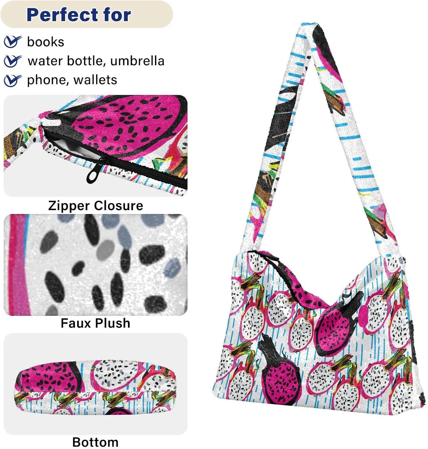 Fuzzy Tote Bag Fluffy Shoulder Bag Women Furry Purse Cute Plush Bag Ladies Ladies Pursesfor Autumn and Winter Multicolor 1