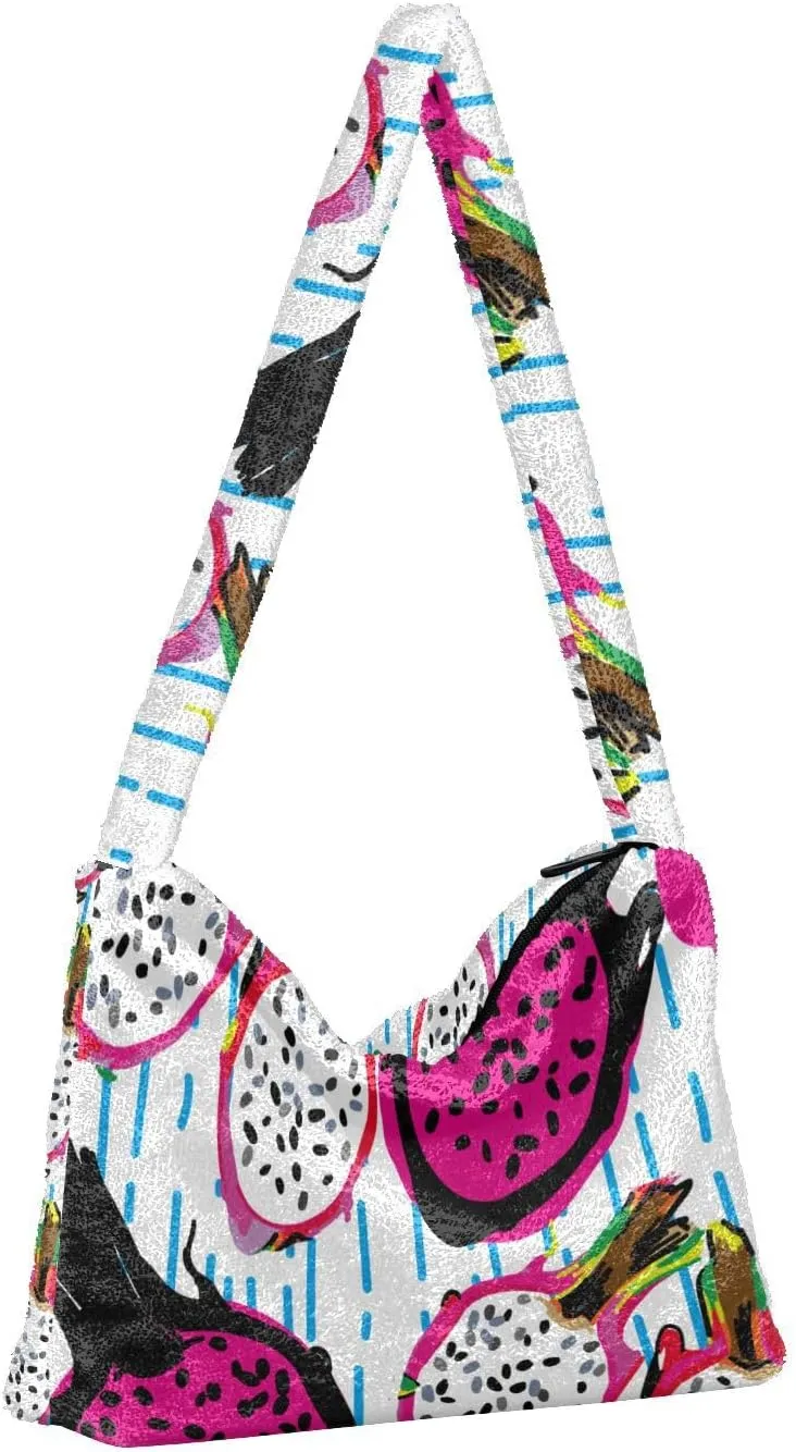 Fuzzy Tote Bag Fluffy Shoulder Bag Women Furry Purse Cute Plush Bag Ladies Ladies Pursesfor Autumn and Winter Multicolor 1