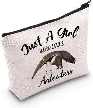 G2TUP Anteater Lover Gift Who Loves Anteaters Makeup Anteater Fan Cosmetic Bag Bag Animals Lover Gift Zipper Travel Bag (Who Loves Anteaters White Bag)