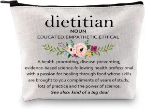 G2TUP Dietitian Thank You Gift Dietitian Definition Makeup Bag RD Registered Dietitian Cosmetic Bag Registered Dietitian Graduation Gift Nutritionist Zipper Travel Bag (Dietitian Definition White Bag)