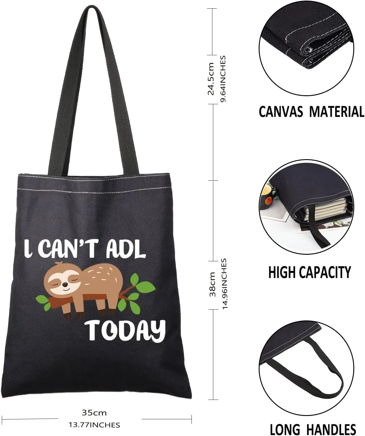 G2TUP Occupational Therapy Therapist Gift I Can't ADL Today Makeup Bag OT Life Sloth Bag Occupational Therapist Joke Gift