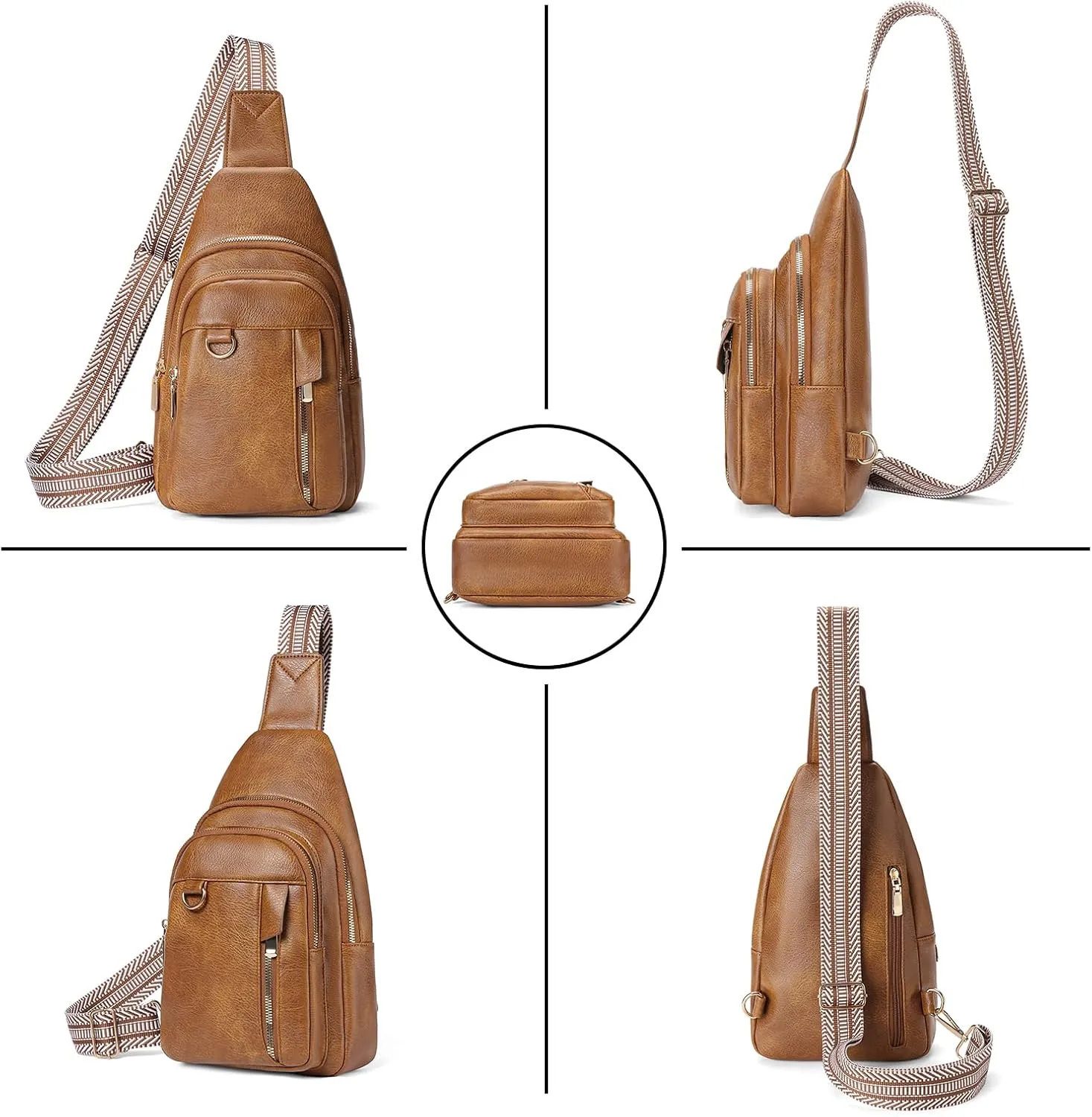 GAEKEAO Sling Bag for Women Crossbody Bags Fanny Pack Vegan Leather Chest Bag Travel Shoulder Belt Purse Backpack Gifts