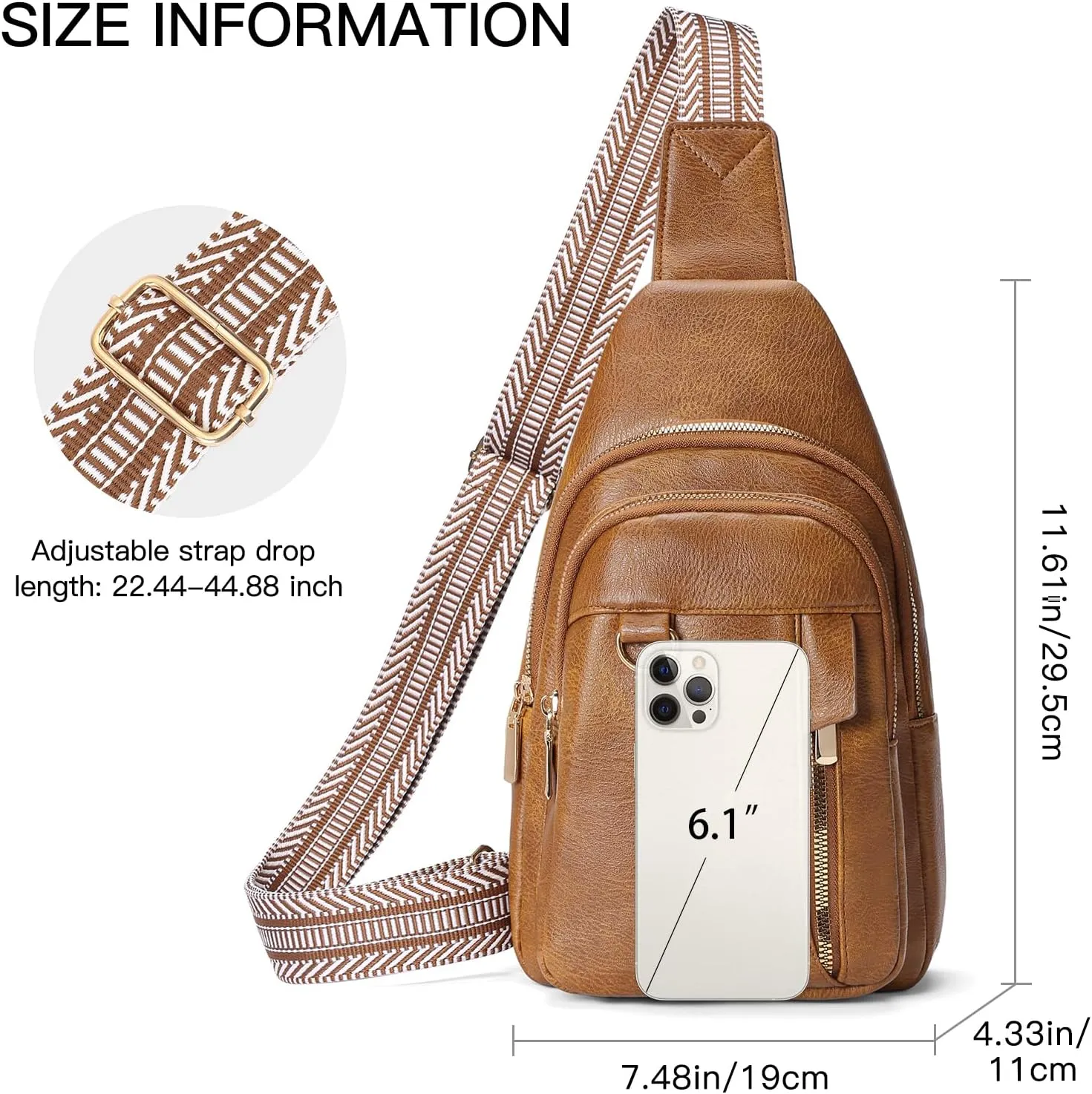 GAEKEAO Sling Bag for Women Crossbody Bags Fanny Pack Vegan Leather Chest Bag Travel Shoulder Belt Purse Backpack Gifts