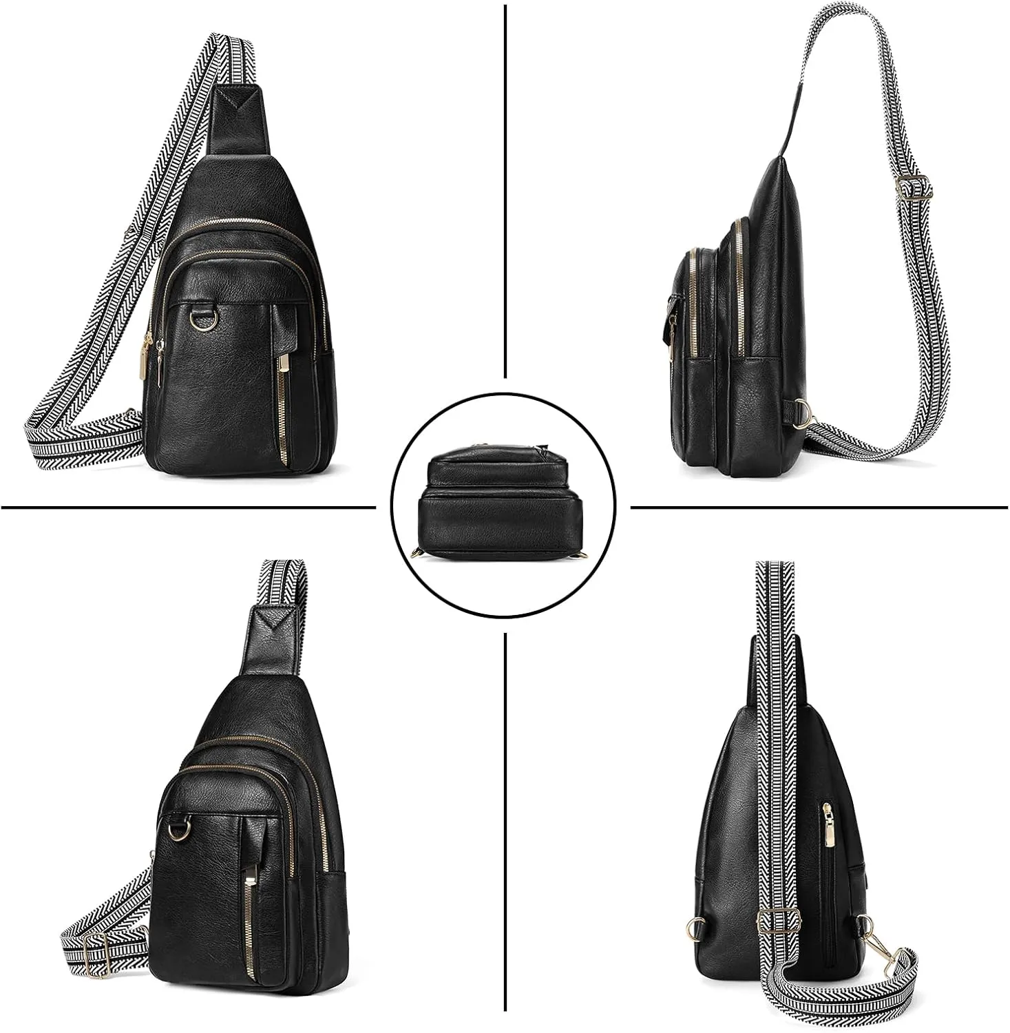 GAEKEAO Sling Bag for Women Crossbody Bags Fanny Pack Vegan Leather Chest Bag Travel Shoulder Belt Purse Backpack Gifts