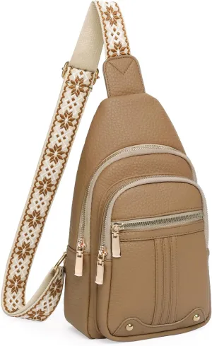 GAEKEAO Sling Bag for Women Crossbody Bags Fanny Pack Vegan Leather Chest Bag Travel Shoulder Belt Purse Backpack Gifts