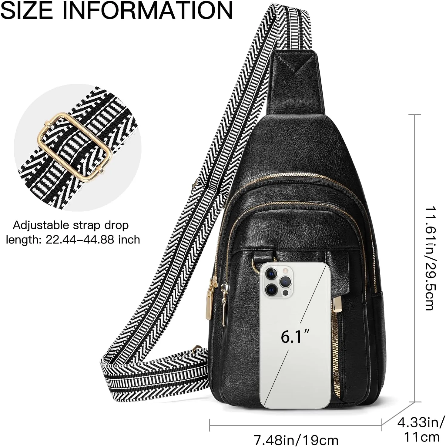 GAEKEAO Sling Bag for Women Crossbody Bags Fanny Pack Vegan Leather Chest Bag Travel Shoulder Belt Purse Backpack Gifts