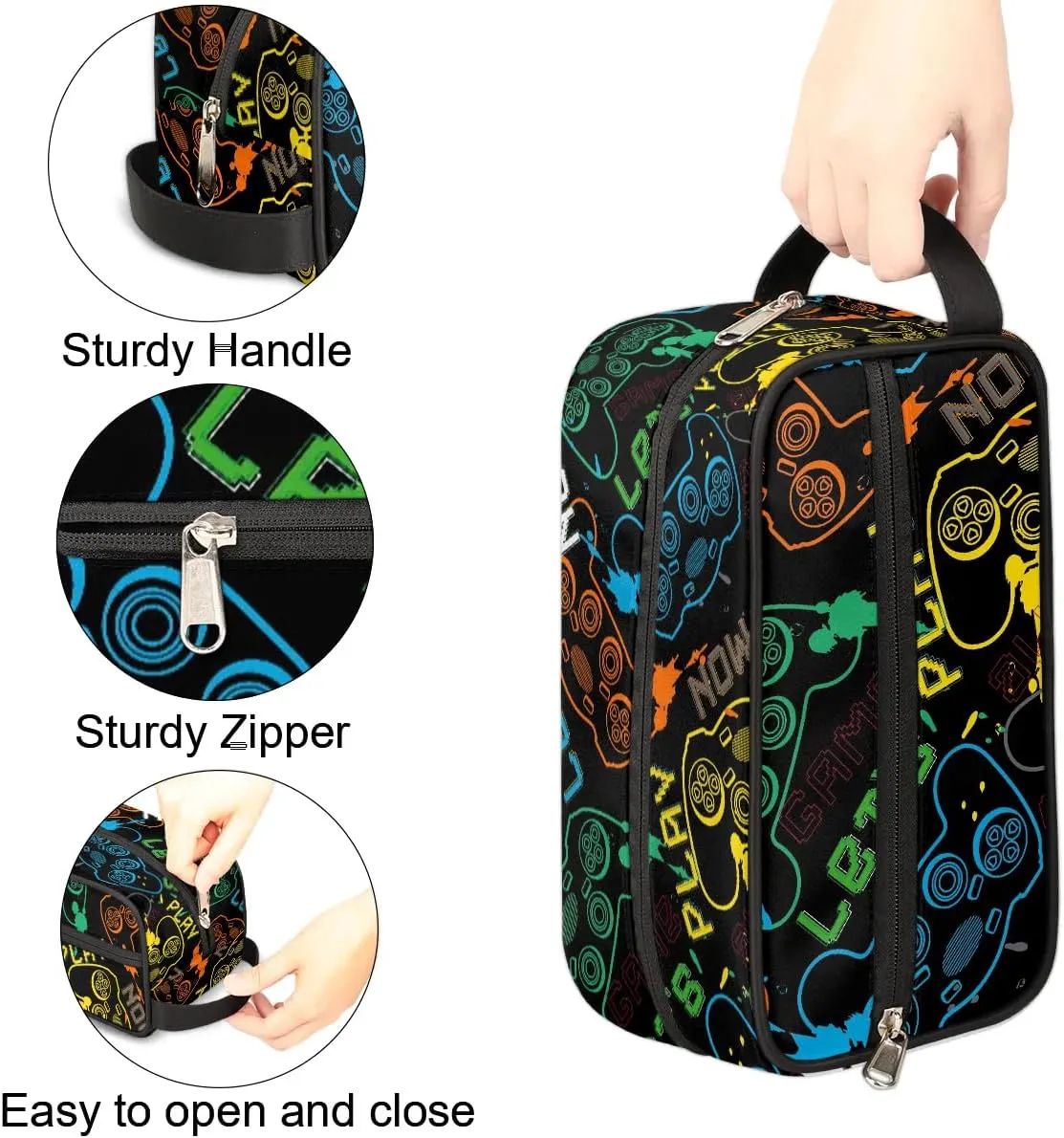 Game Kids Travel Toiletry Bag Boys Toiletry Pouch Waterproof Small Dopp Kit for Kids Hanging Wash Bag Cosmetic Bag Toiletry Bag for Travel Essential
