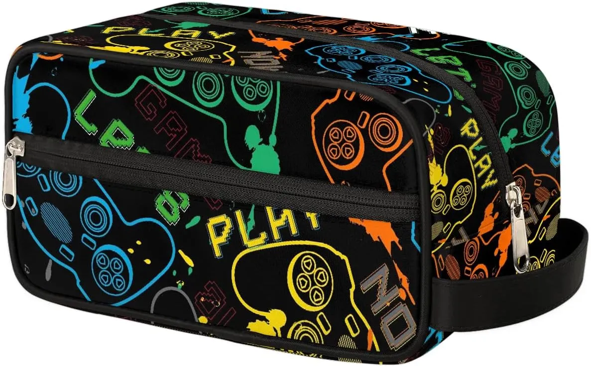 Game Kids Travel Toiletry Bag Boys Toiletry Pouch Waterproof Small Dopp Kit for Kids Hanging Wash Bag Cosmetic Bag Toiletry Bag for Travel Essential
