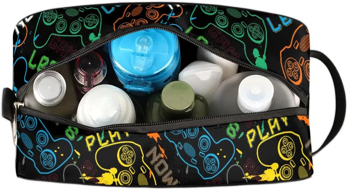 Game Kids Travel Toiletry Bag Boys Toiletry Pouch Waterproof Small Dopp Kit for Kids Hanging Wash Bag Cosmetic Bag Toiletry Bag for Travel Essential