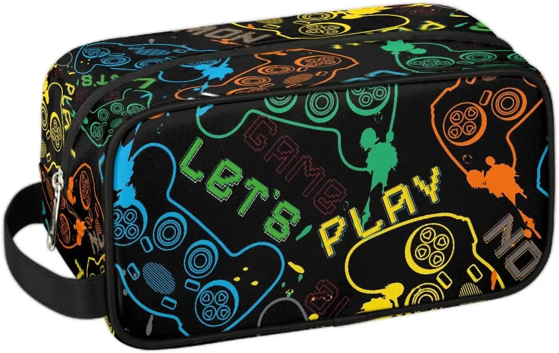 Game Kids Travel Toiletry Bag Boys Toiletry Pouch Waterproof Small Dopp Kit for Kids Hanging Wash Bag Cosmetic Bag Toiletry Bag for Travel Essential