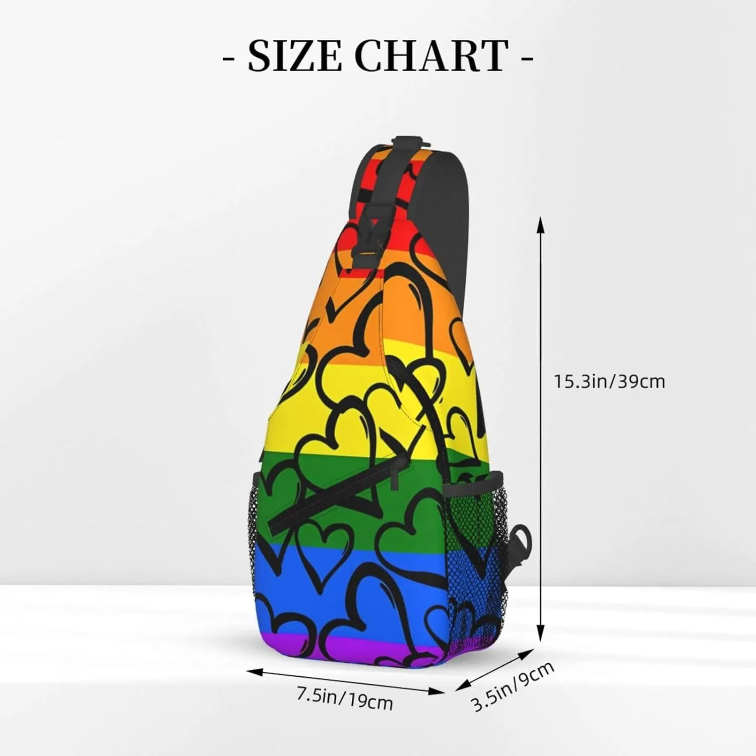 Gay Pride Rainbow Pattern Print Men's Cross Chest Bag Diagonally, Cute Crossbody Shoulder Backpack, 7.5" L x 3.5" W x 15.3" H