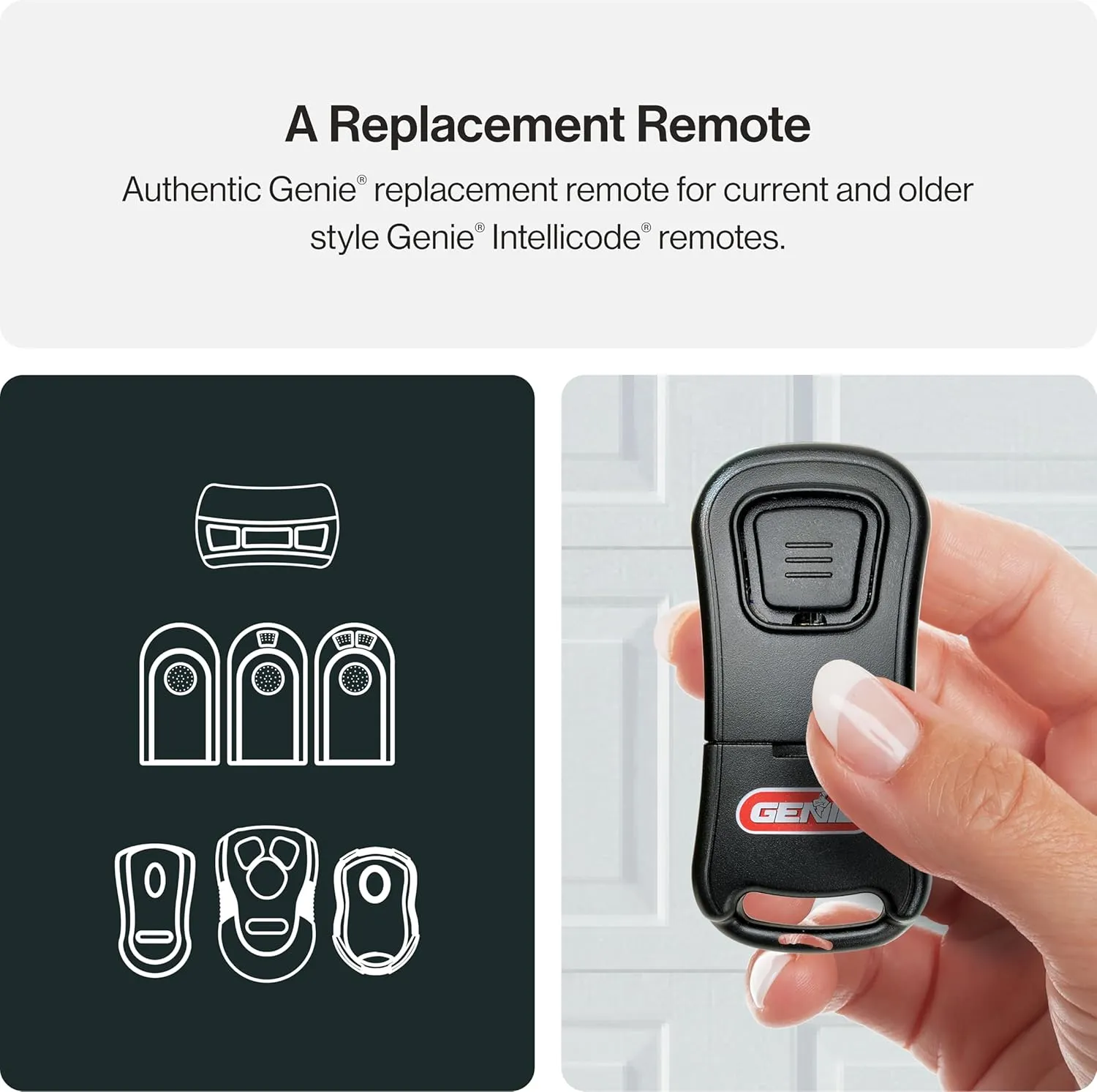 Genie Single Button Garage Door Opener Remote - Safe & Secure Access - Compatibility with Genie Only Intellicode Garage Door Openers - Model G1T-BX