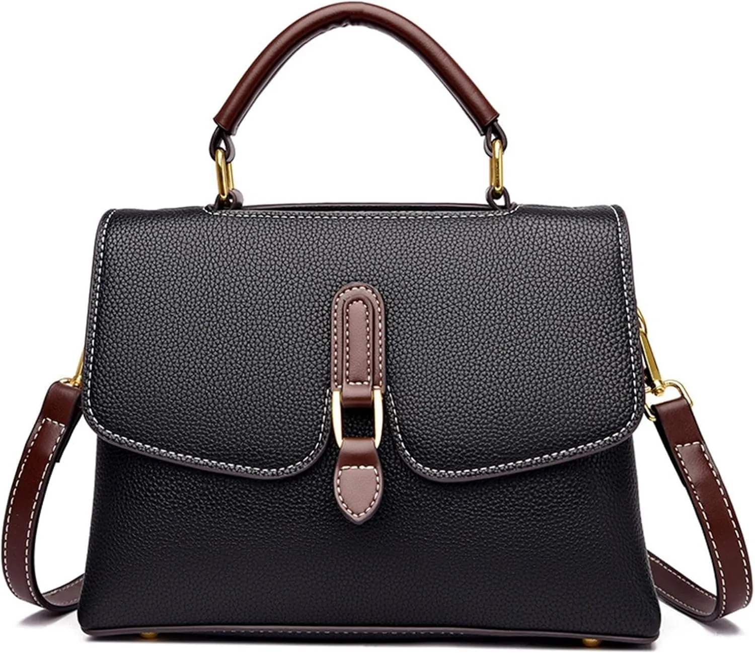 Genuine Leather Tote Bag Satchel Shoulder Bag Top Handle Bag Purses and Handbag Crossbody Bag, One Color, One Size