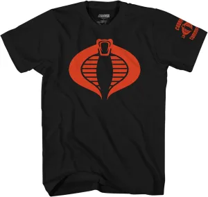 G.I. Joe 1982 Black Adult T Shirt - - Cobra Army Logo T Shirt - T Shirt for Mens