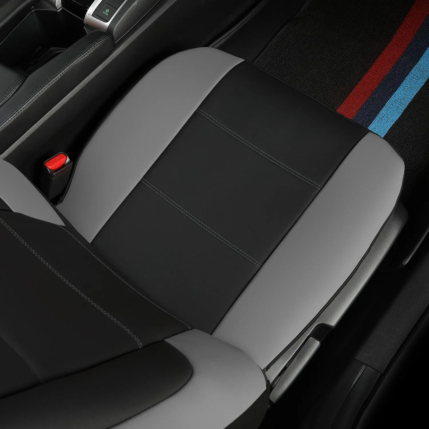 GIANT PANDA Front Car Seat Cover Custom Fit Toyota Tacoma 2016 2017 2018 2019 2020 2021 2022 2023 2024 Double & Crew Cab SR, SR5, Limited,TRD Pro,TRD Sport, TRD Off-Road,Faux Leather (Black Grey/Gray)