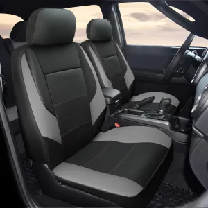 GIANT PANDA Front Car Seat Cover Custom Fit Toyota Tacoma 2016 2017 2018 2019 2020 2021 2022 2023 2024 Double & Crew Cab SR, SR5, Limited,TRD Pro,TRD Sport, TRD Off-Road,Faux Leather (Black Grey/Gray)