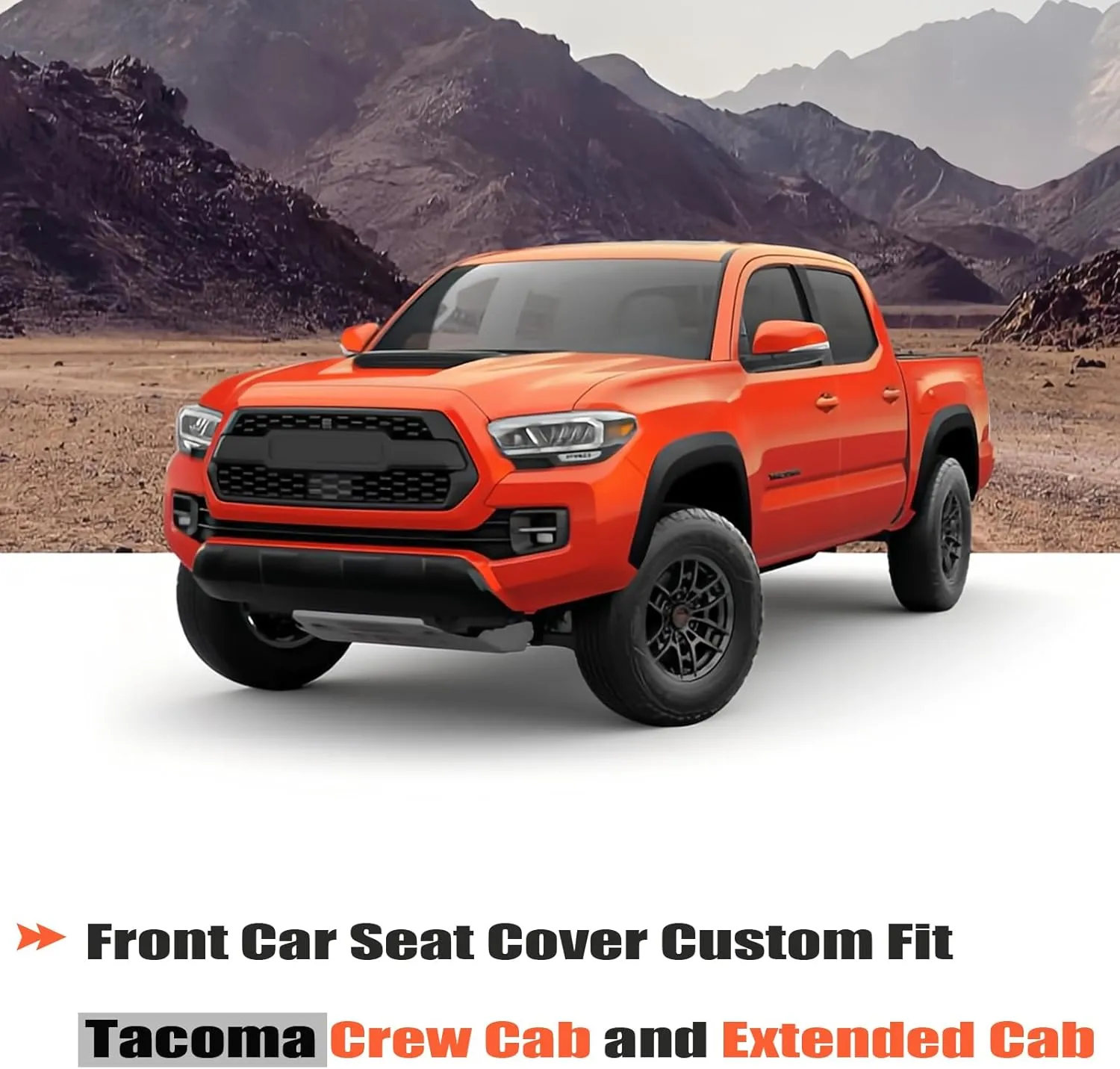 GIANT PANDA Front Car Seat Cover Custom Fit Toyota Tacoma 2016 2017 2018 2019 2020 2021 2022 2023 2024 Double & Crew Cab SR, SR5, Limited,TRD Pro,TRD Sport, TRD Off-Road,Faux Leather (Black Grey/Gray)