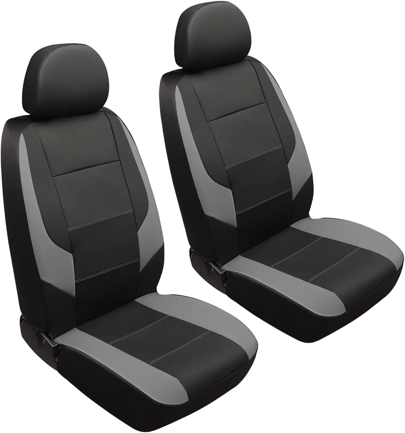 GIANT PANDA Front Car Seat Cover Custom Fit Toyota Tacoma 2016 2017 2018 2019 2020 2021 2022 2023 2024 Double & Crew Cab SR, SR5, Limited,TRD Pro,TRD Sport, TRD Off-Road,Faux Leather (Black Grey/Gray)
