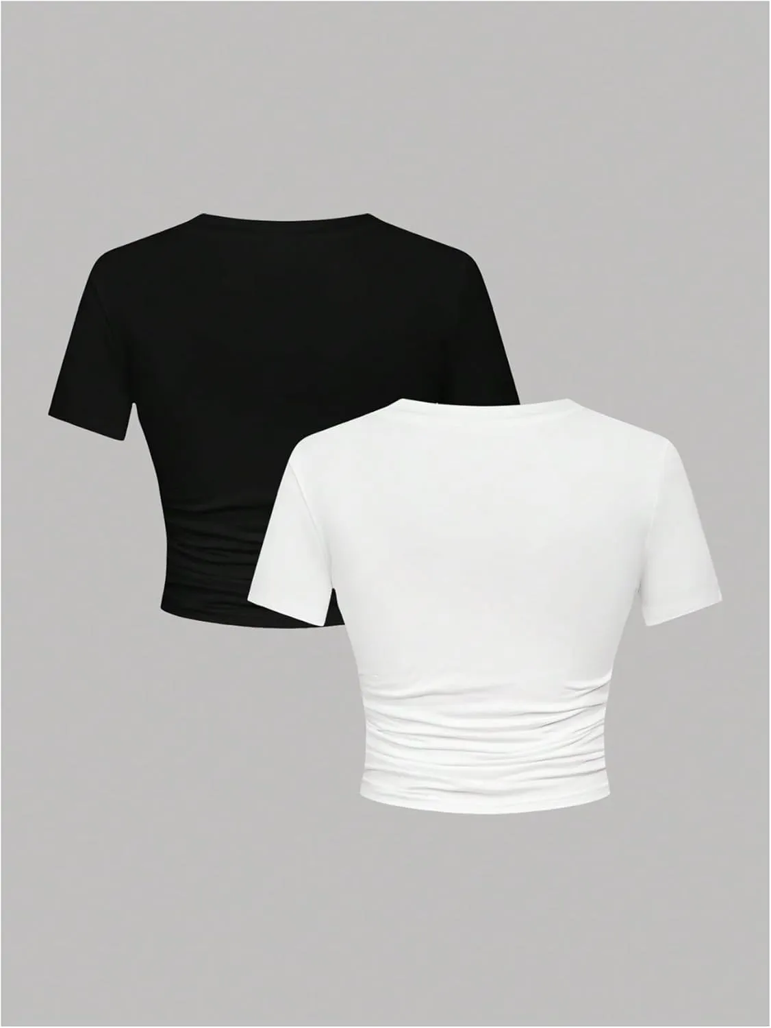 Girl's 2 Packs Graphic Tees Short Sleeve Crew Neck Crop Tops Slim Fit Summer Cute Tees