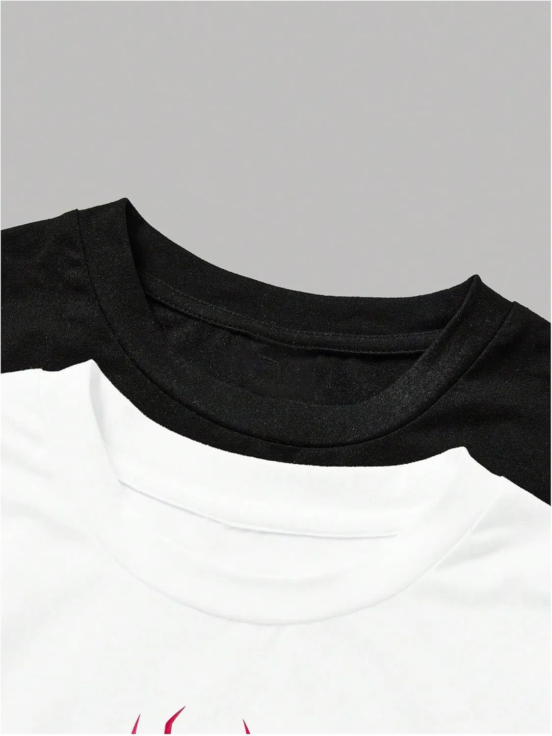 Girl's 2 Packs Graphic Tees Short Sleeve Crew Neck Crop Tops Slim Fit Summer Cute Tees