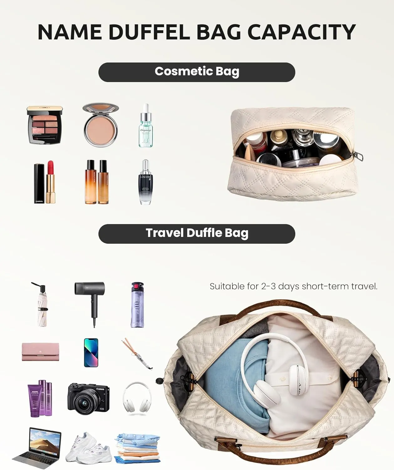 Girls/Kids Initial Duffle Bag with Shoe Compartment, Kids Personalized Travel Bags with Makeup Bag for Women with Trolley Sleeve & Wet Pocket, Gifts for Teenage Girl(Letter E)