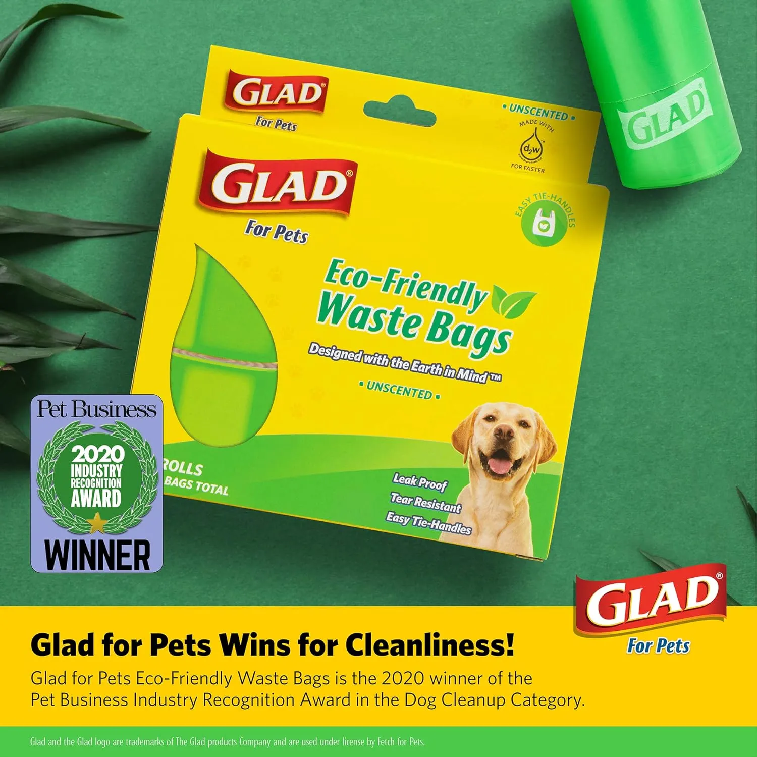 Glad Eco Friendly Dog Waste Bags | 24 Rolls of Lavender Scented Dog Waste Bags, 360 Bags in Total | Dog Waste Bags for All Dogs, Leak Proof and Strong Dog Poop Bags, Green, 360 Count