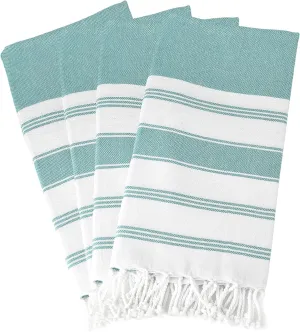 GLAMBURG Peshtemal Turkish Towel Cotton Beach Towels Oversized 36x71 Set of 4, Cotton Beach Towels for Adults, Soft Durable Absorbent Extra Large Bath Sheet Hammam Towel - Teal