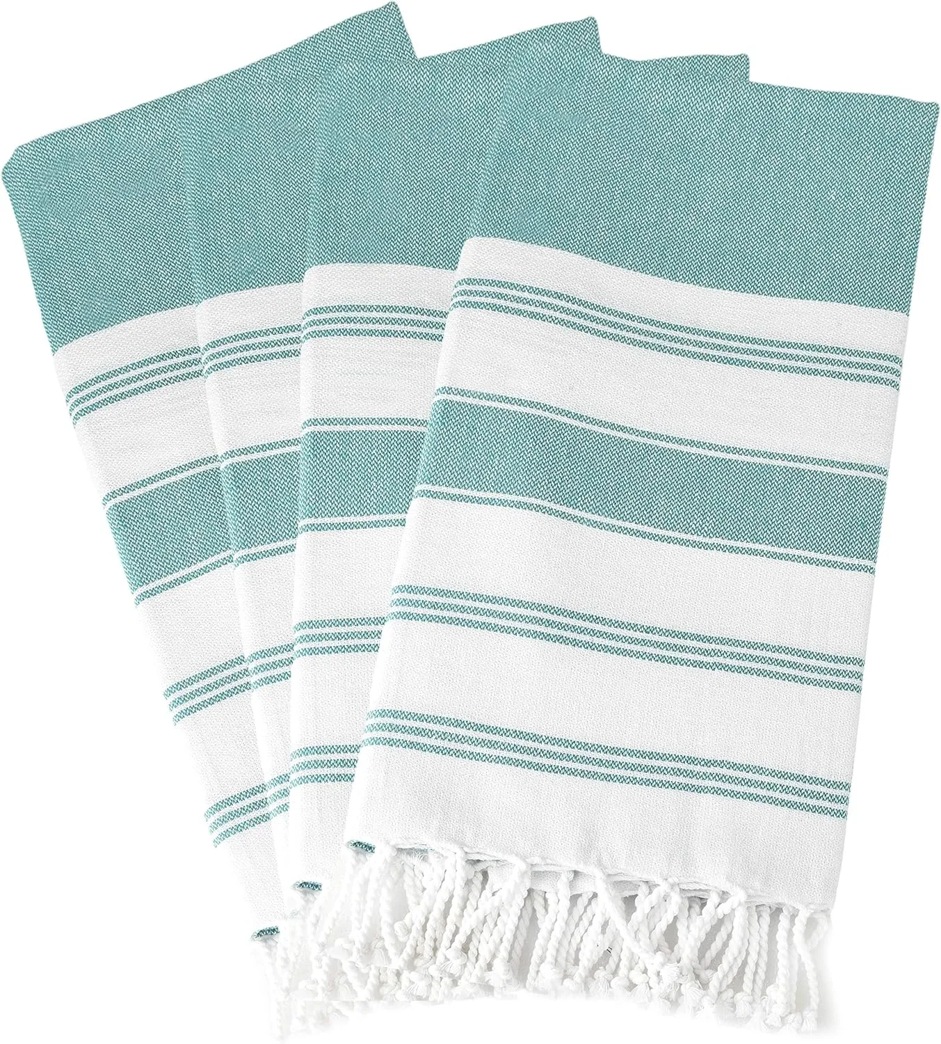 GLAMBURG Peshtemal Turkish Towel Cotton Beach Towels Oversized 36x71 Set of 4, Cotton Beach Towels for Adults, Soft Durable Absorbent Extra Large Bath Sheet Hammam Towel - Teal