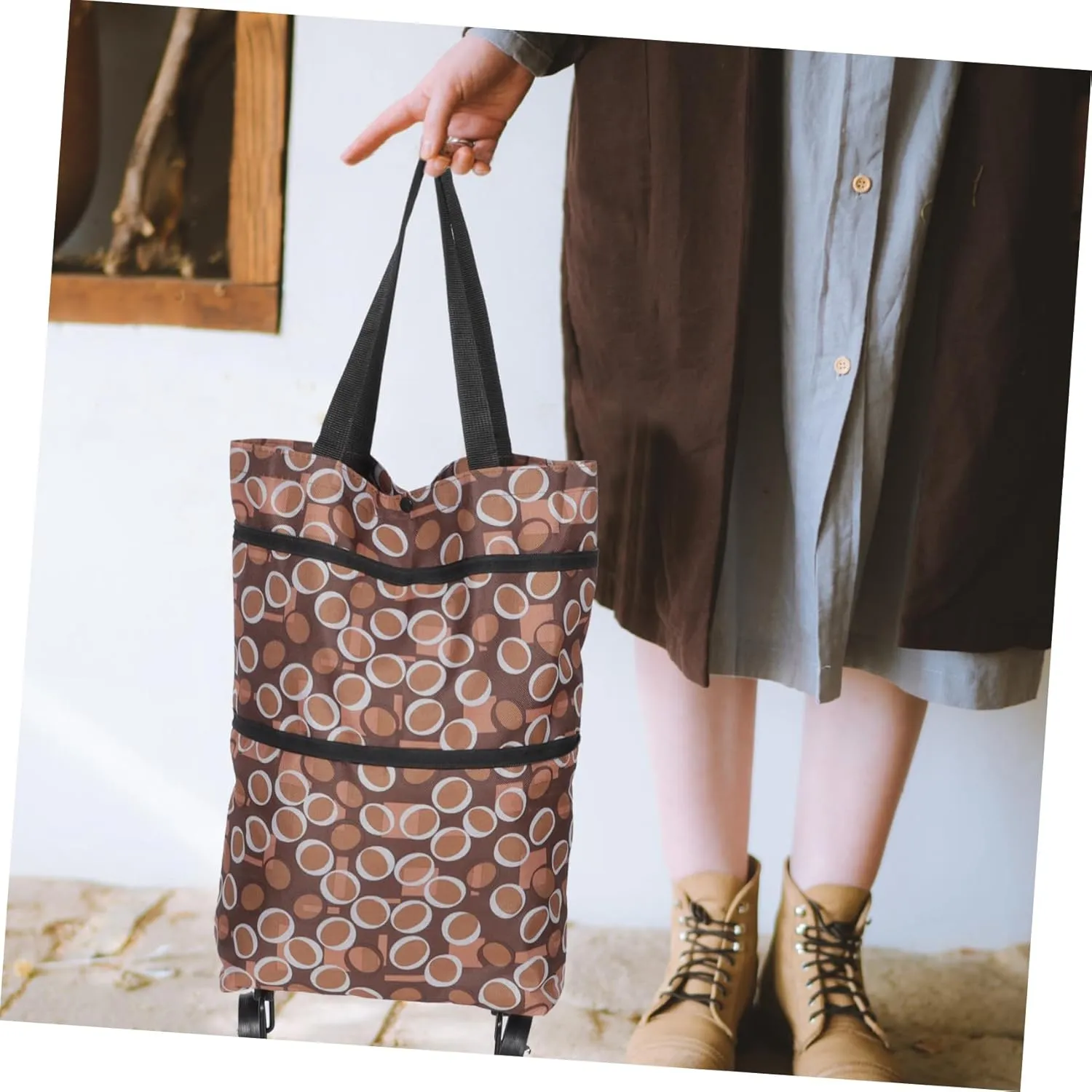 GLEAVI Grocery Tote Bag Shopping Bag on Wheels Lightweight Shopping Cart for Daily Use