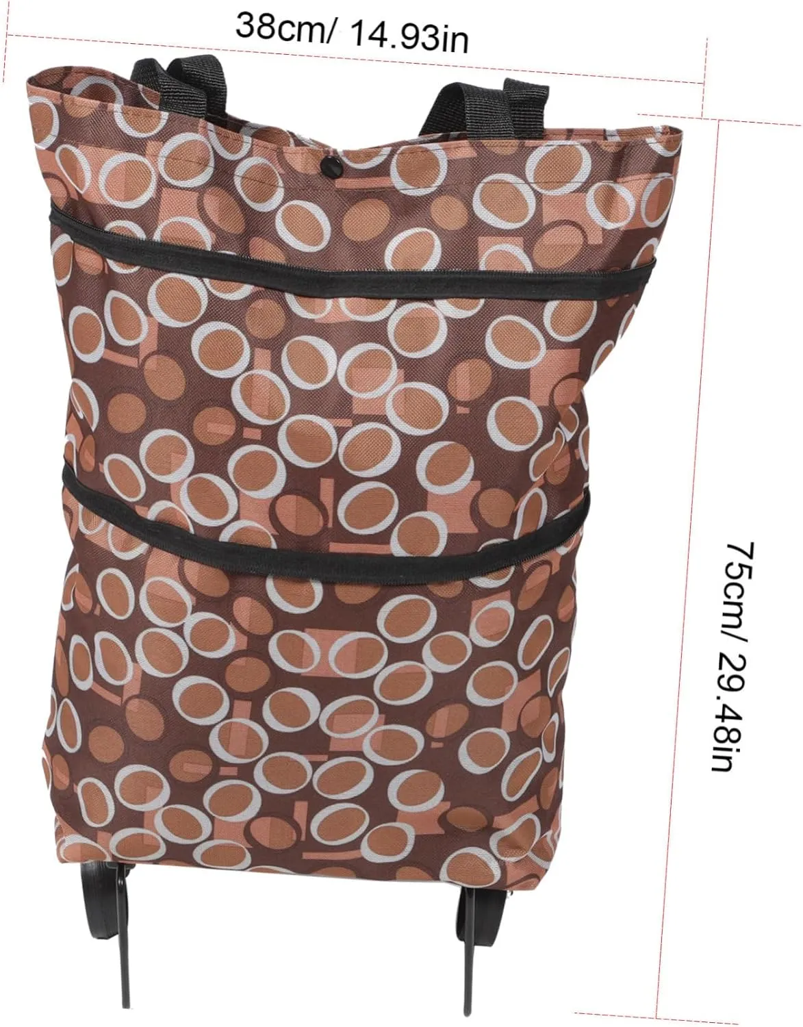 GLEAVI Grocery Tote Bag Shopping Bag on Wheels Lightweight Shopping Cart for Daily Use