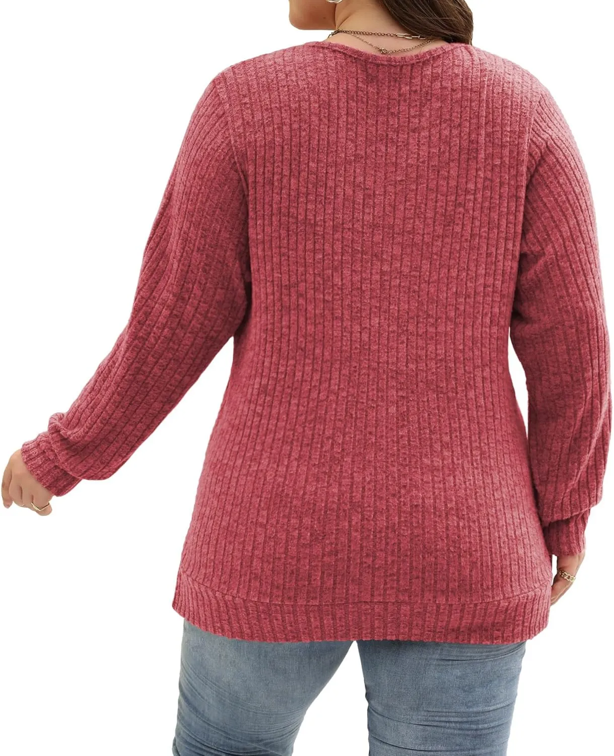 Gloria&Sarah Women's Casual Long Sleeve V Neck Lightweight Knitted Sweaters Loose Fit Plus Size Tunic Tops L-4XL