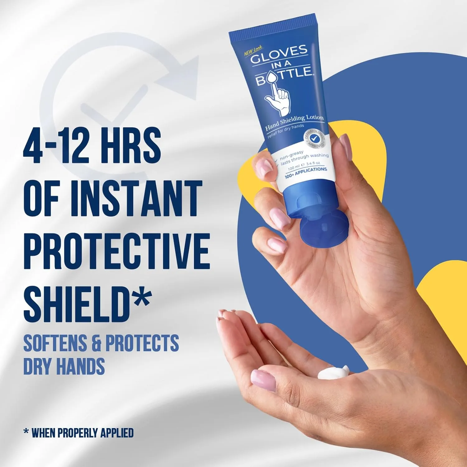 Gloves In A Bottle Psoriasis Eczema Relief Hand Lotion Travel Size - Shielding Lotion for Women, Men, 6 months old or older babies - Cracked Hands Repair Cream - 3.4 oz