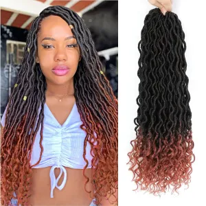 Goddess Locs Crochet Hair 18 Inch 6 Packs Faux Locs Crochet Hair For Black Women Ombre Faux Locs With Curly Ends Prelooped Crochet Hair Extensions(1B/350, 18 Inch, 6 Packs)