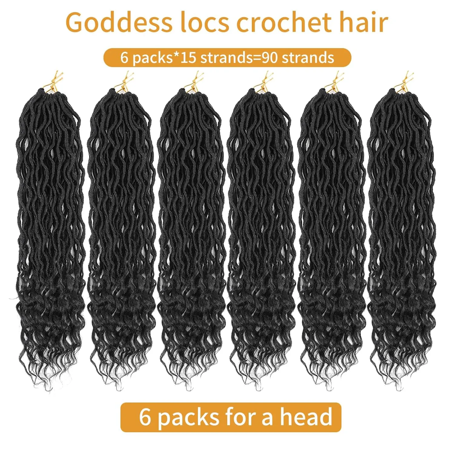 Goddess Locs Crochet Hair 18 Inch 6 Packs Faux Locs Crochet Hair Pre Looped Crochet Hair for Black Women Soft Faux Locs with Curly Ends(1B, 18 in, 6 Pack)