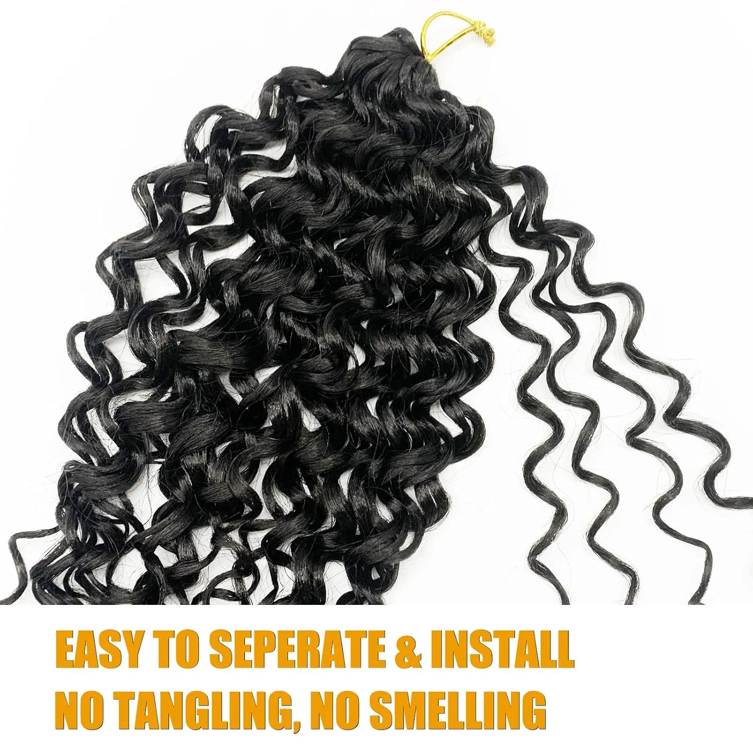Gogo Curl 14 Inch 8 Packs Curly Crochet Hair for Black Women Color 2 Wavy Beach Curls Crochet Hair Water Wave Go Go Crotchet Hair Synthetic Curly Braiding Hair Extensions(14inch 8pack, 2)