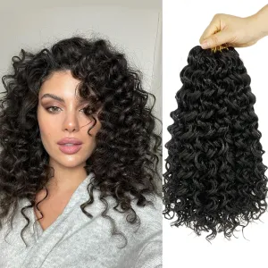 Gogo Curl 14 Inch 8 Packs Curly Crochet Hair for Black Women Color 2 Wavy Beach Curls Crochet Hair Water Wave Go Go Crotchet Hair Synthetic Curly Braiding Hair Extensions(14inch 8pack, 2)