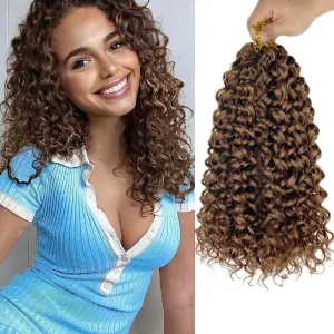 Gogo Curl 14 Inch 8 Packs Curly Crochet Hair for Black Women Dark Brown Color 30 Wavy Beach Curls Crochet Hair Water Wave Go Go Crotchet Hair Synthetic Curly Braiding Hair Extensions(14inch 8pack, #30)