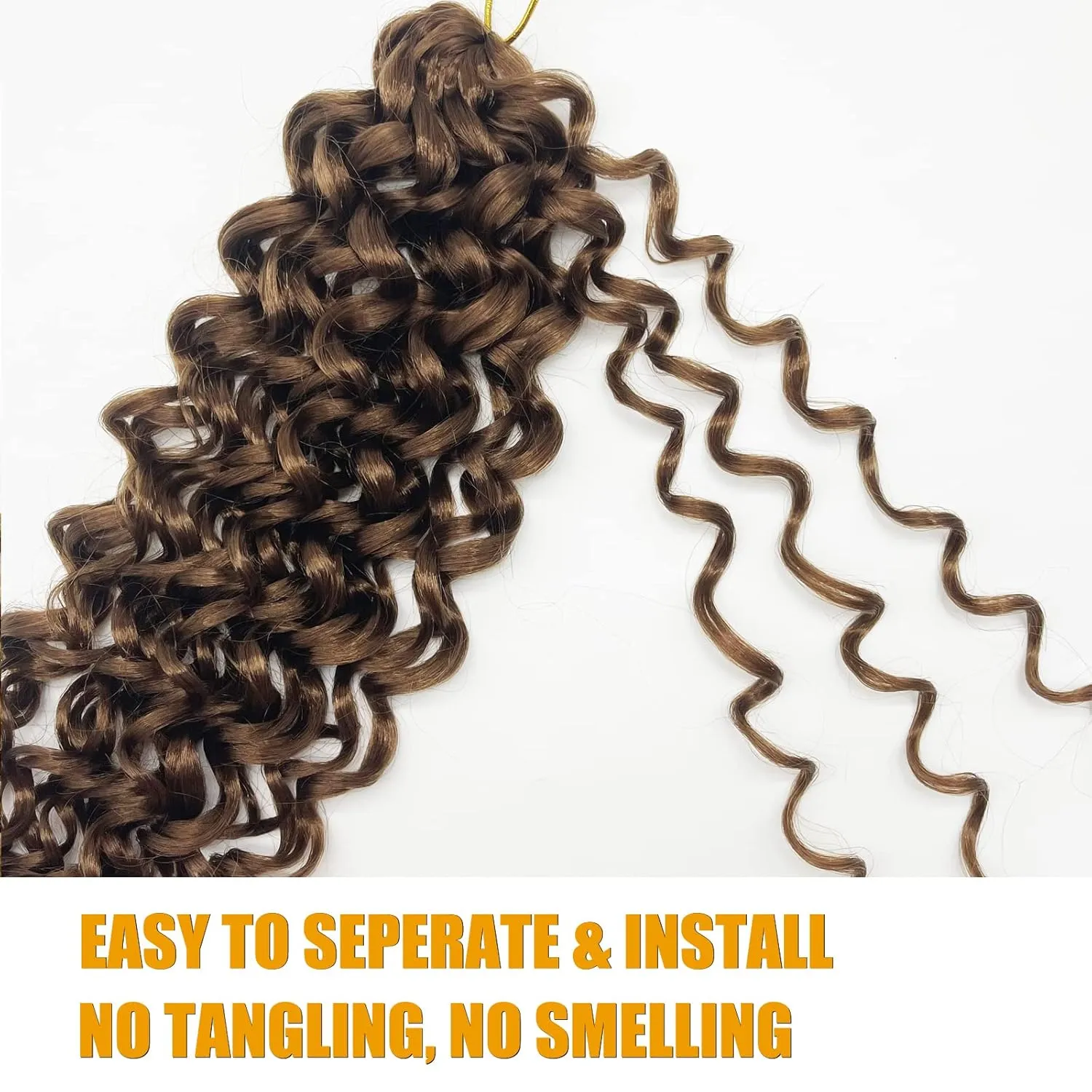 Gogo Curl 14 Inch 8 Packs Curly Crochet Hair for Black Women Dark Brown Color 30 Wavy Beach Curls Crochet Hair Water Wave Go Go Crotchet Hair Synthetic Curly Braiding Hair Extensions(14inch 8pack, #30)