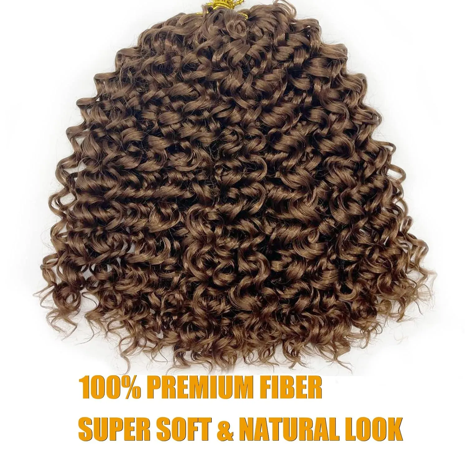 Gogo Curl 14 Inch 8 Packs Curly Crochet Hair for Black Women Dark Brown Color 30 Wavy Beach Curls Crochet Hair Water Wave Go Go Crotchet Hair Synthetic Curly Braiding Hair Extensions(14inch 8pack, #30)